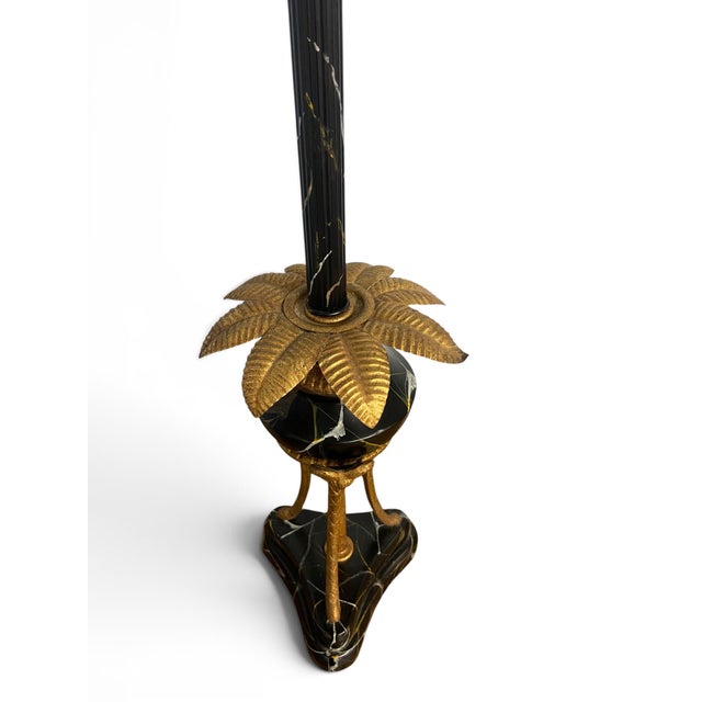 1980s Hollywood Regency Frederick Cooper Faux Portoro Marble & Brass Palm Buffet Lamps - a Pair For Sale - Image 9 of 13
