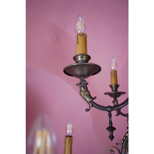 Large Dutch 12-Arm Chandelier, 1890s For Sale - Image 4 of 11