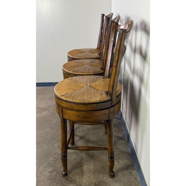 Set of Three Mid-20th Century French Provincial Bar Stools For Sale In Los Angeles - Image 6 of 16