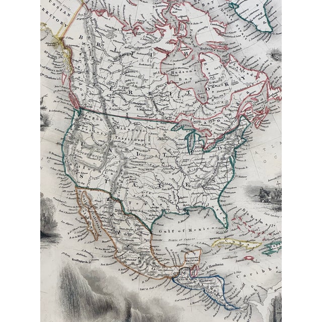 Antique White North America Map - Tallis 1851, Framed For Sale - Image 8 of 9