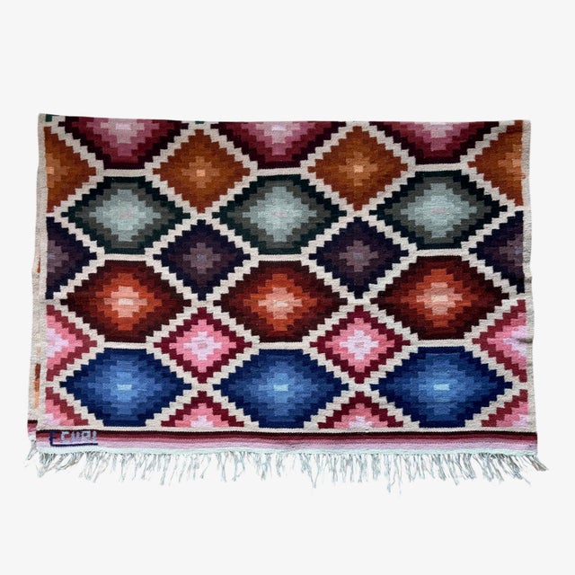 Hand-Woven Ecuadorian Wool Kilim, Signed For Sale - Image 9 of 13
