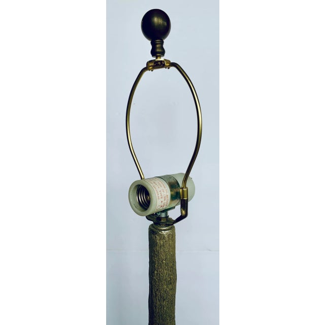 Faux Gilt-Wood Rustic Buck & Doe Woodlands Table Lamp For Sale - Image 10 of 13