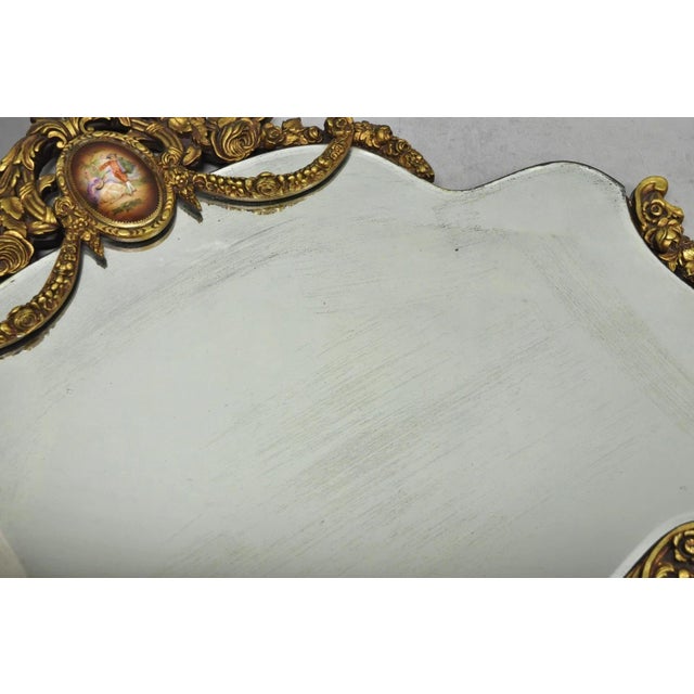 Antique French Rococo Victorian Gold Gilt Wood Frame Cameo Boudoir Wall Mirror For Sale - Image 12 of 13