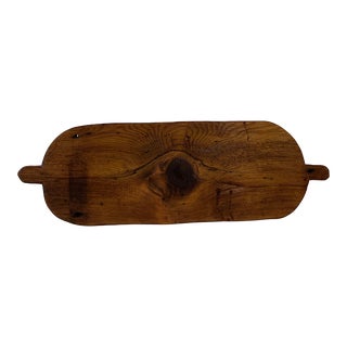 Contemporary Double Handled Oval Breadboard Made from Antique Reclaimed Wood For Sale