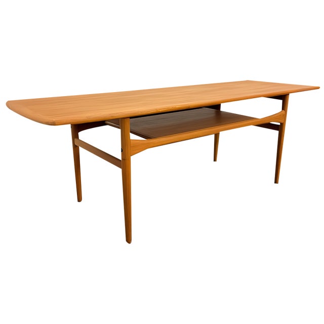 Large Mid-Century Danish Modern Teak Coffee Table with Magazine Storage attributed to Robert Christensen for Arrebo Mobler, Denmark, 1960s For Sale