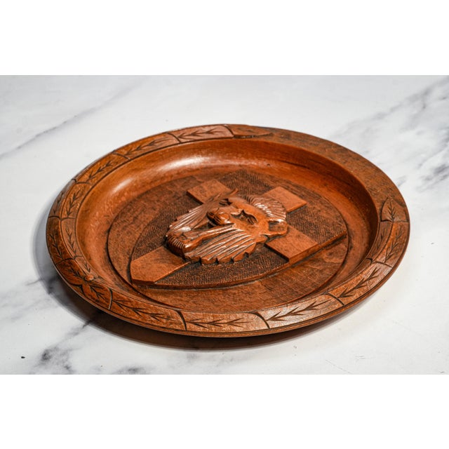 A striking example of late Victorian decorative woodcarving, this hand-carved medallion plaque dates to the 1880s and...
