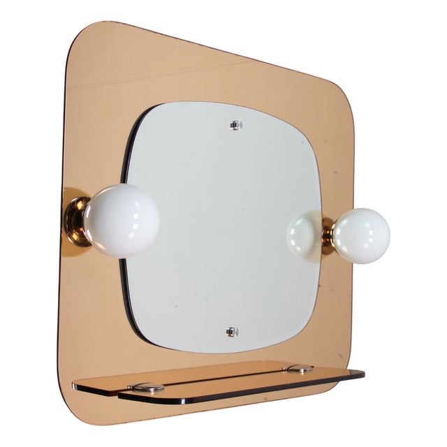 Mirror with Two Sconces, 1970s For Sale