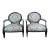 2 Brunschwig Fils French Louis XVI Library Club Modern Fauteuil Arm Chairs For Sale