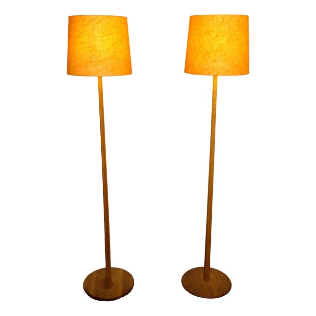 Swedish Oak Floor Lamps from Aneta, 1960s, Set of 2 For Sale