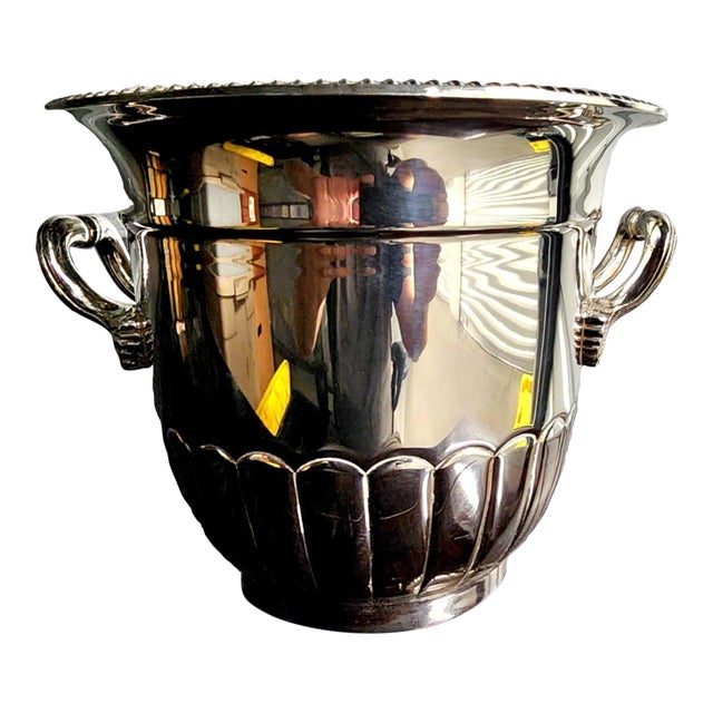 Frank Hawker Vintage Fine Silver Plate Champagne Bucket With Handles For Sale