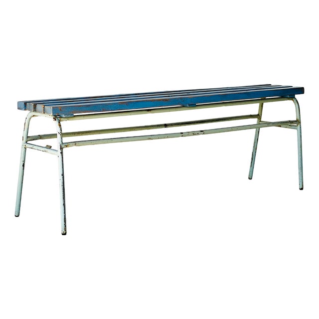 Industrial Blue Bench, 1960s For Sale