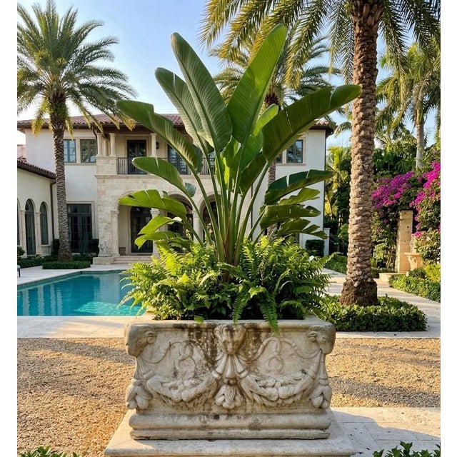 Vintage Neoclassical Cast Stone Planter With Ram's Head and Lion Masks For Sale - Image 10 of 12