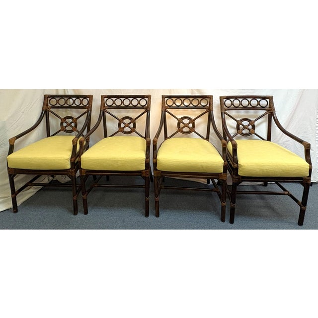 Vintage set of four target back style armchairs inspired by the Elinor McGuire style chairs from the 1960's. They're made...