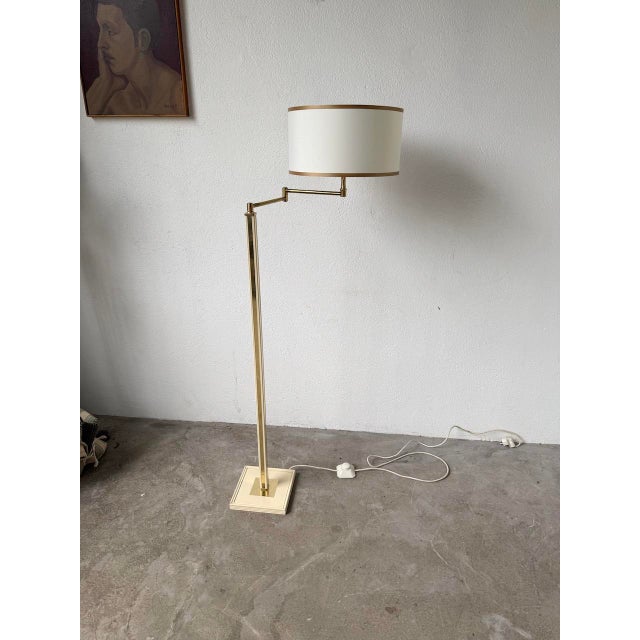 Floor Lamp with Articulated Arm in Brass-Plated Metal, 1980s For Sale - Image 6 of 18