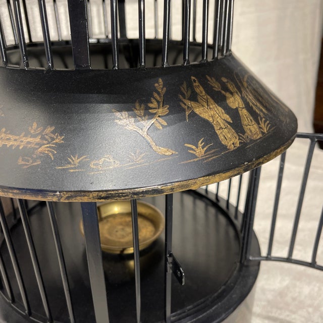 Tole Chinoiserie Pagoda Bird Cage For Sale - Image 4 of 4