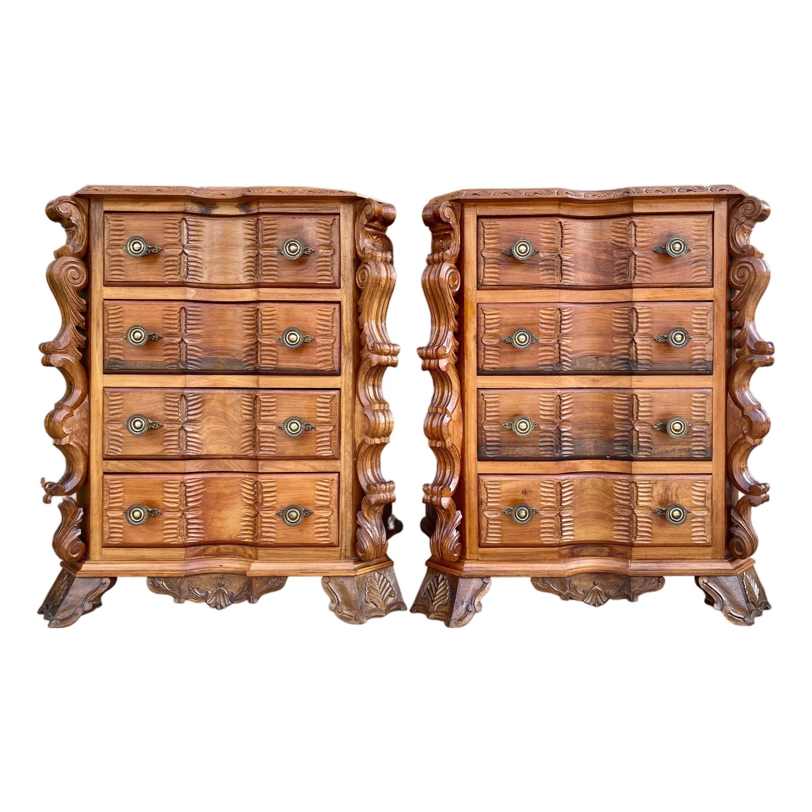 Early 20th Century Italian Burl Walnut and Fruitwood Bedside Commodes ...