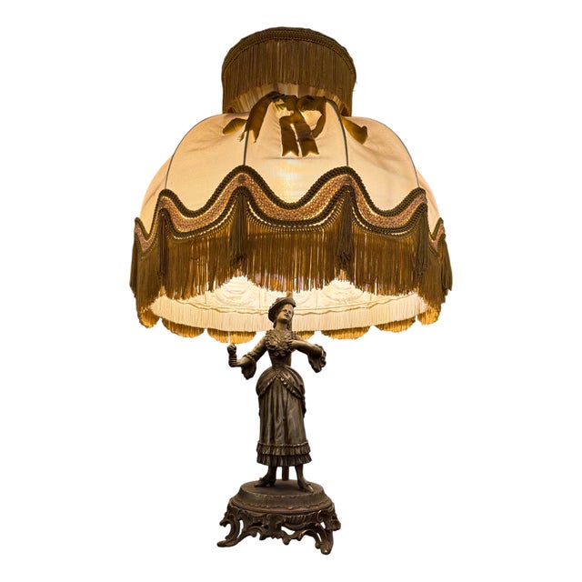 Bedside Lamp in Spelter, 1950s For Sale