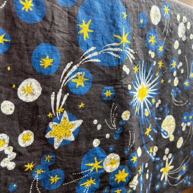 Textile Solaris Stars European Blue Linen Large Tablecloth | Lizzet Frausto For Sale - Image 7 of 10