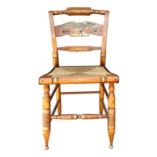 Ethan Allen Hitchcock Maple American Eagle Back Rush Seat Chair For Sale