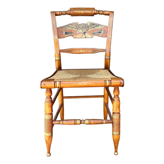 Ethan Allen Hitchcock Maple American Eagle Back Rush Seat Chair For Sale