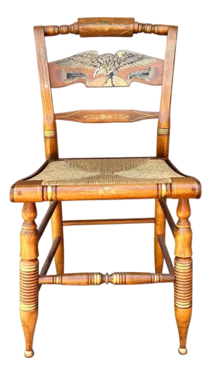 Ethan Allen Hitchcock Maple American Eagle Back Rush Seat Chair