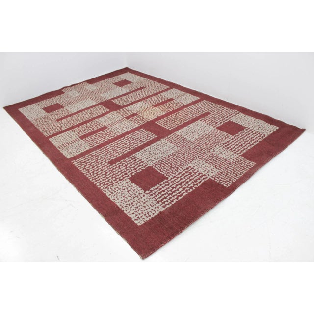 This Bouclé One-sided Table Rug Was Designed in the 1950s.