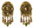 Henry Perichon Talosel Clip Earrings with Bronze and Green Cabochons For Sale