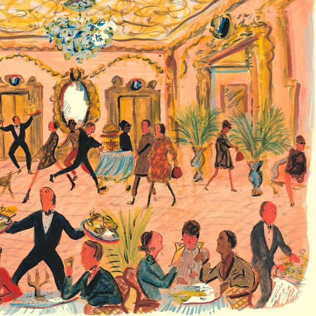 Contemporary Late Lunch Lobby Whimsical Contemporary Reproduction Print by Pauline De Roussy De Sales For Sale - Image 3 of 4