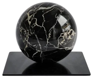 Handmade Metal Paperweight with Sphere in Portoro Marble from Fiam