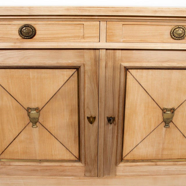 Antique French Louis XVI Style Bleached Cherrywood Enfilade Buffet For Sale - Image 9 of 18