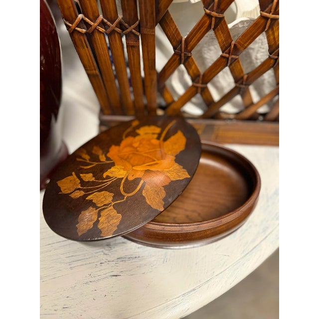 Wood Inlaid Oval Box For Sale - Image 4 of 5