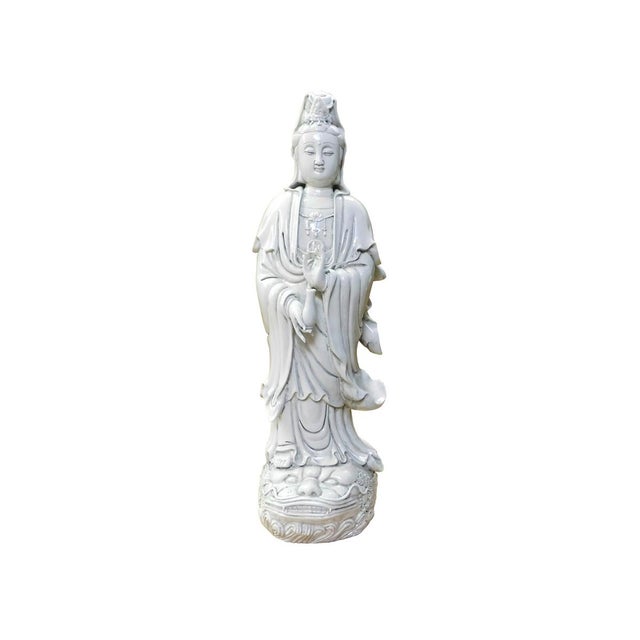 Chinese Vintage Off White Porcelain Kwan Yin Statue Chairish