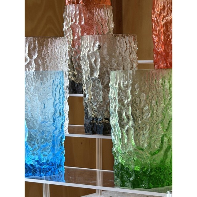Italian Textured Bark Glasses in the style of Geoffrey Baxter, 1960s, Set of 6 For Sale - Image 6 of 18