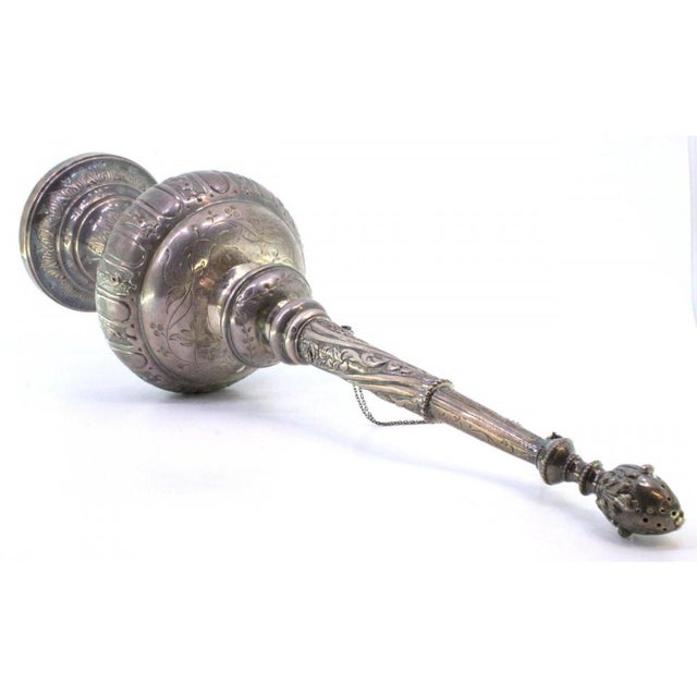 Holy Water Sprinkler in Silver with Reliefs and Applications For Sale - Image 4 of 9