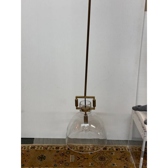 Transitional Living Design Brass Single Pendant Light For Sale - Image 3 of 12