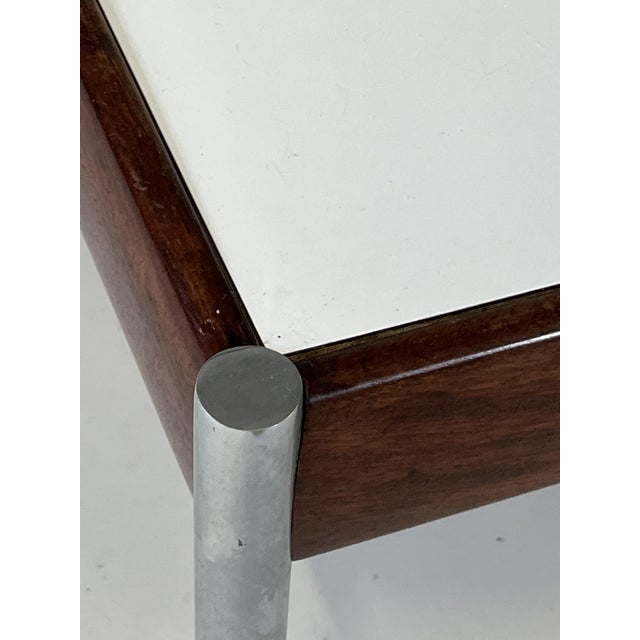 1960s Scandinavian Coffee Table with Teak in Chrome and White Laminate, 1960s For Sale - Image 5 of 12