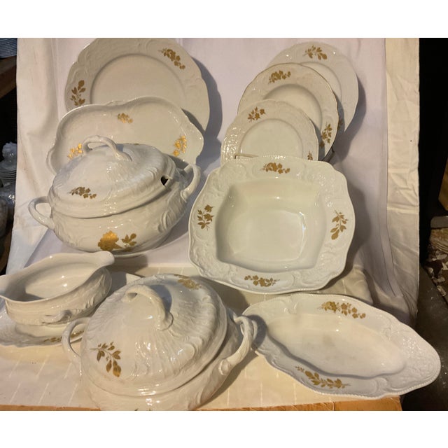 New 1980s Exquisite Porcelain With Gold Roses by Rosenthal. - 79 Piece For Sale - Image 9 of 18