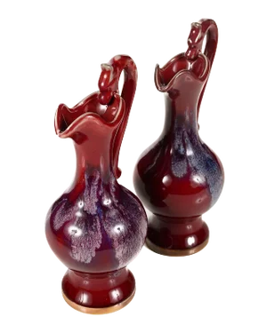 Chinese Red Flambe Vases - A Pair