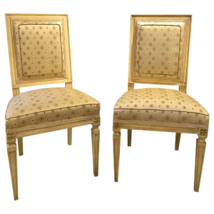 Jansen Style Paint Decorated & Gilt Louis XVI Style Dining Chairs 1