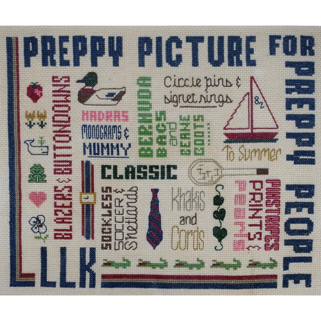Traditional Preppy Picture for Preppy People 1982 Needlepoint Canvas For Sale - Image 3 of 5