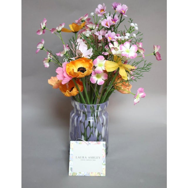 Glass Laura Ashley Permanent Botanical Arrangement in Lavender Glass Vase For Sale - Image 7 of 8
