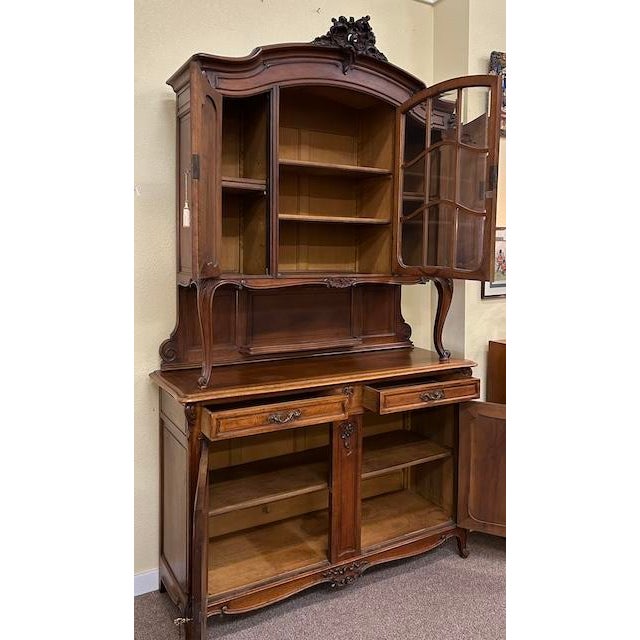Stunning Antique Hand Carved French Walnut Hutch c.1890s For Sale - Image 12 of 12