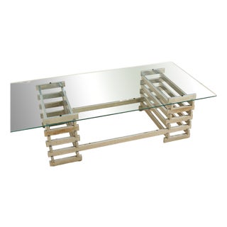 Vintage Coffee Table with Chrome Base For Sale