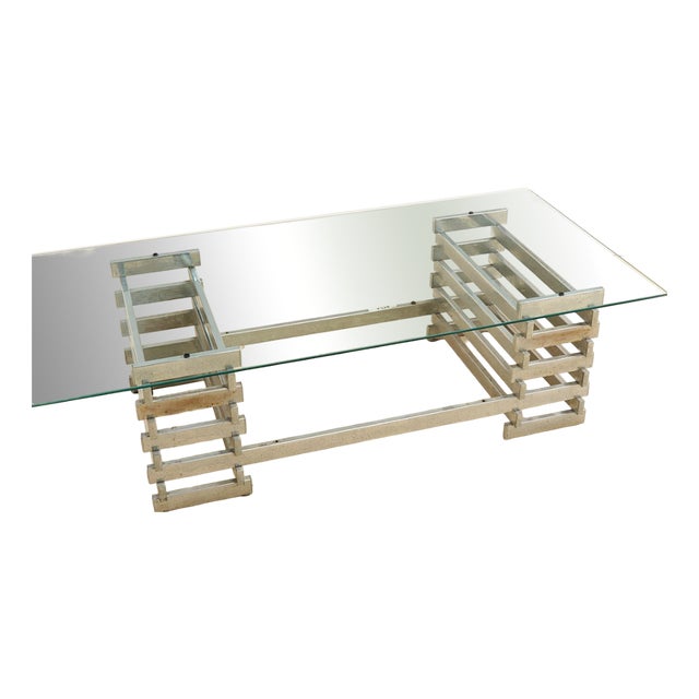 Vintage Coffee Table with Chrome Base For Sale