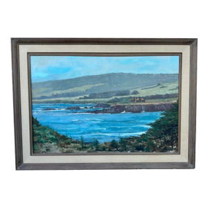 1960s Spyglass Hill Pebble Beach Coastal Landscape by F. Phillips (1969) Original Oil Painting, Framed