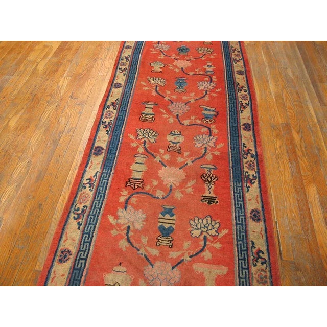 19th Century W. Chinese Kansu Runner Carpet 3'8" x 17'3".