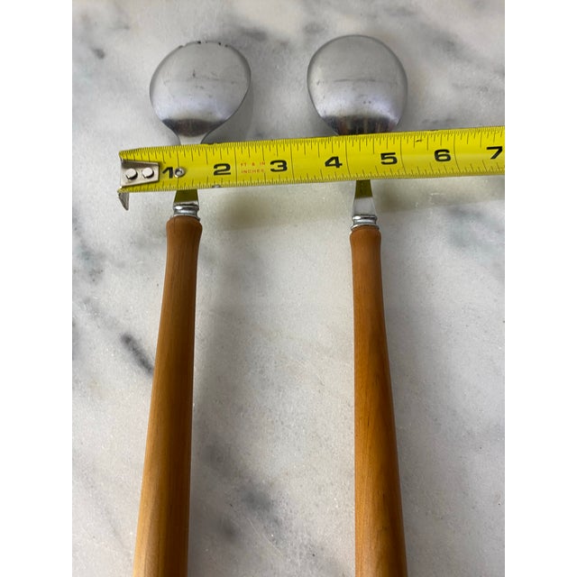 Vintage Sheffield England Wood Handled Salad Serving Set - a Pair For Sale In Seattle - Image 6 of 6