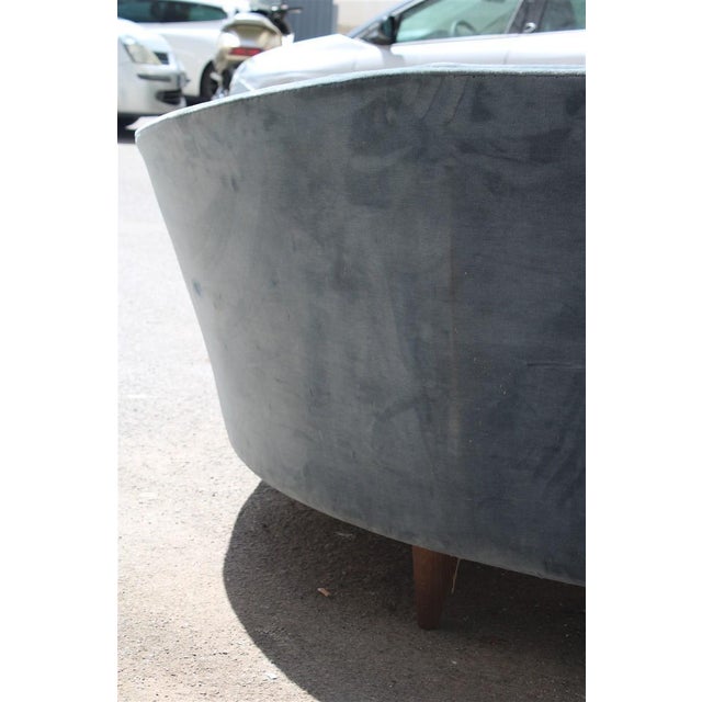 Italian Bomerang Sofa Cesare Lacca in Blue Velvet attributed to Cesare Lacca, 1950s For Sale - Image 11 of 17