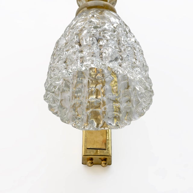 Art Deco Style Murano Glass and Brass Sconces, 1990s, Set of 2 For Sale - Image 9 of 11