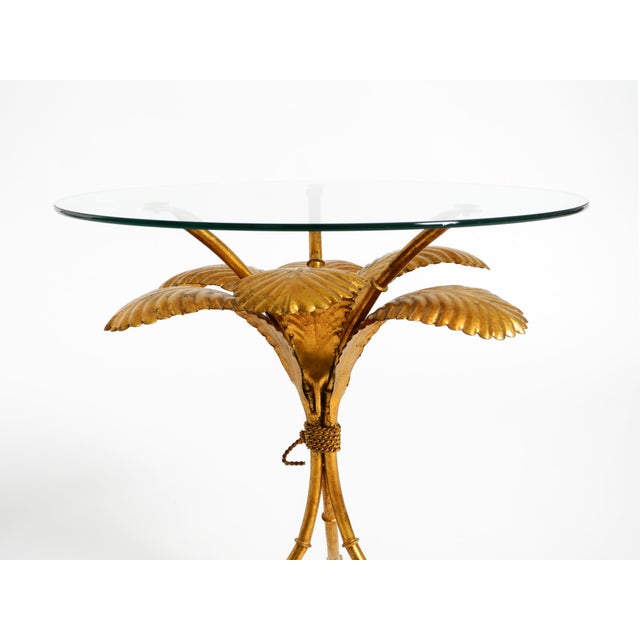 Mid-Century Florentine Gilded Side Table with Large Leaves and Glass Top, 1960s For Sale - Image 11 of 18